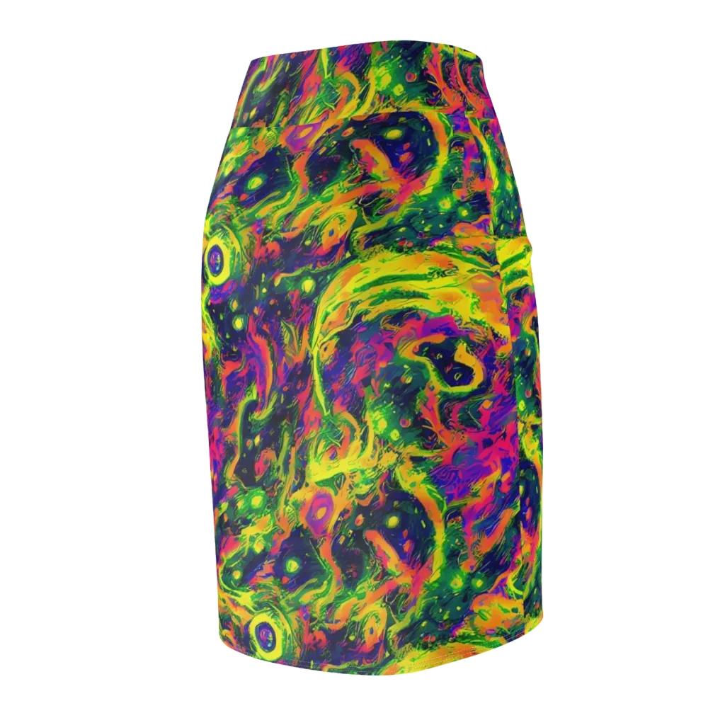 Fluorescent Frenzy on Pencil Skirt — Back Side