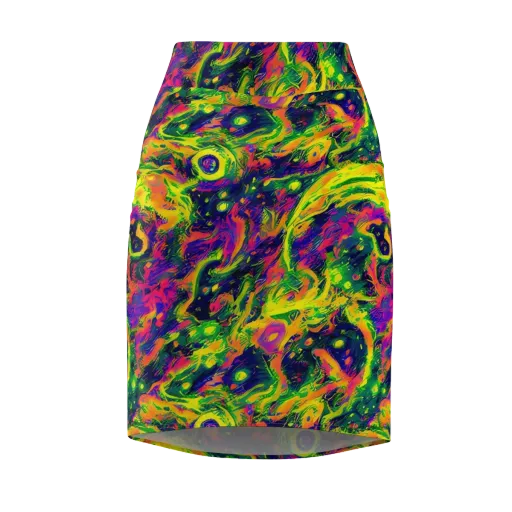 Fluorescent Frenzy on a Pencil Skirt