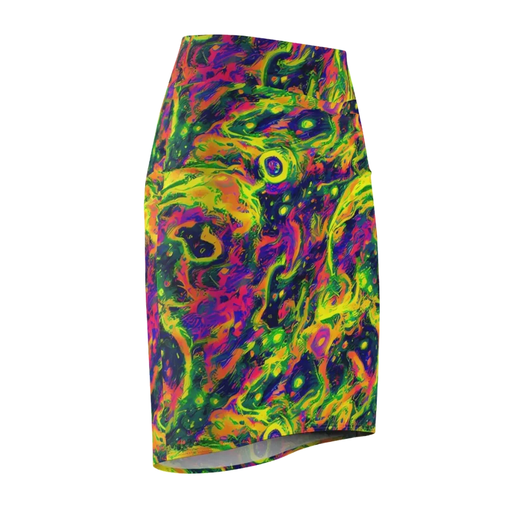 Fluorescent Frenzy on Pencil Skirt — Front Side