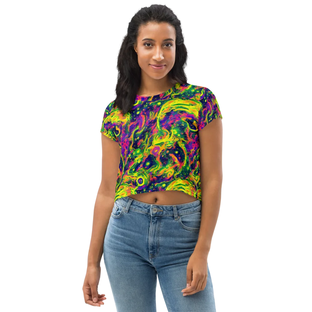 Fluorescent Frenzy on Crop Tee — Front