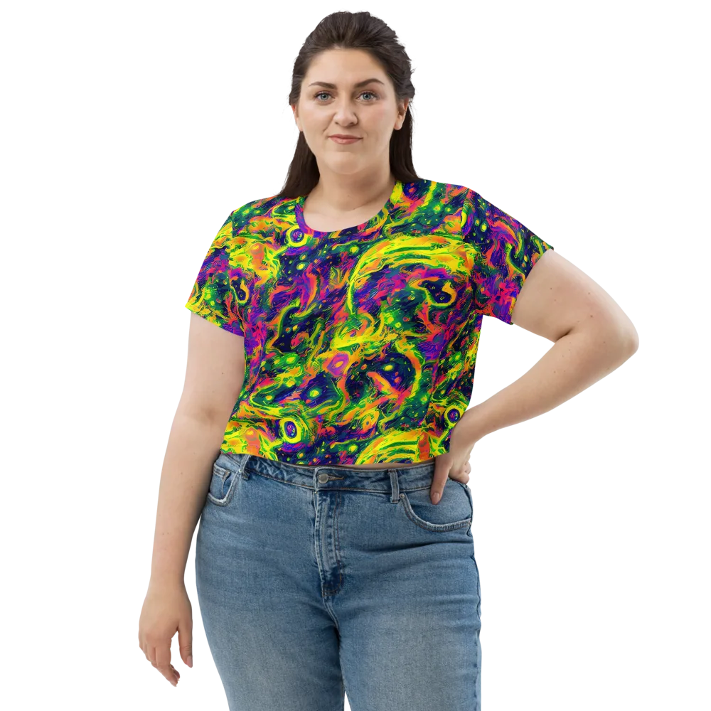 Fluorescent Frenzy on Crop Tee — Front