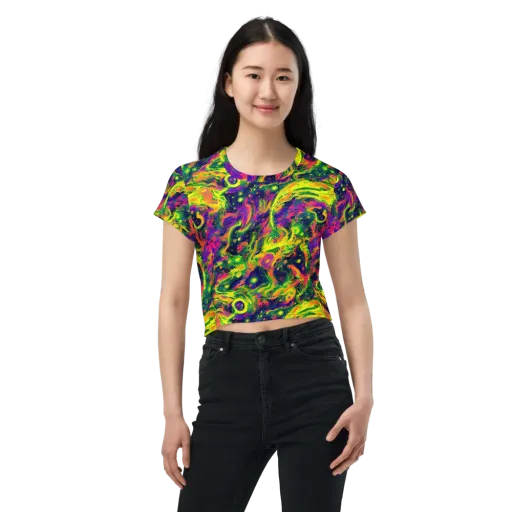 Fluorescent Frenzy on a Crop Tee