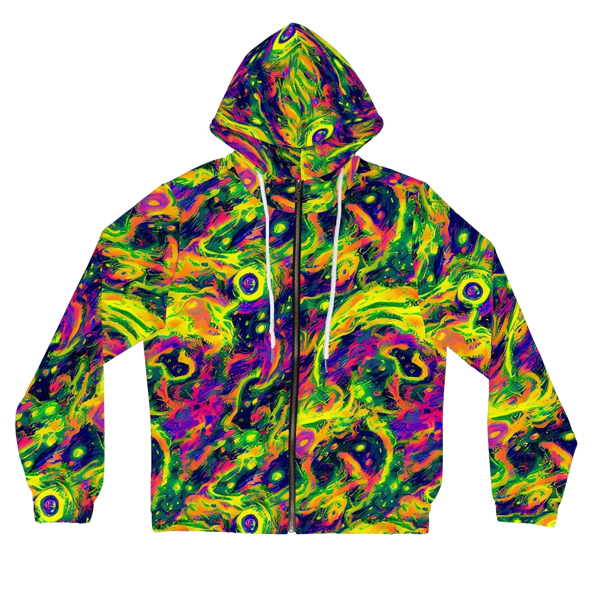 Fluorescent Frenzy on Women's Full-Zip Hoodie — Front