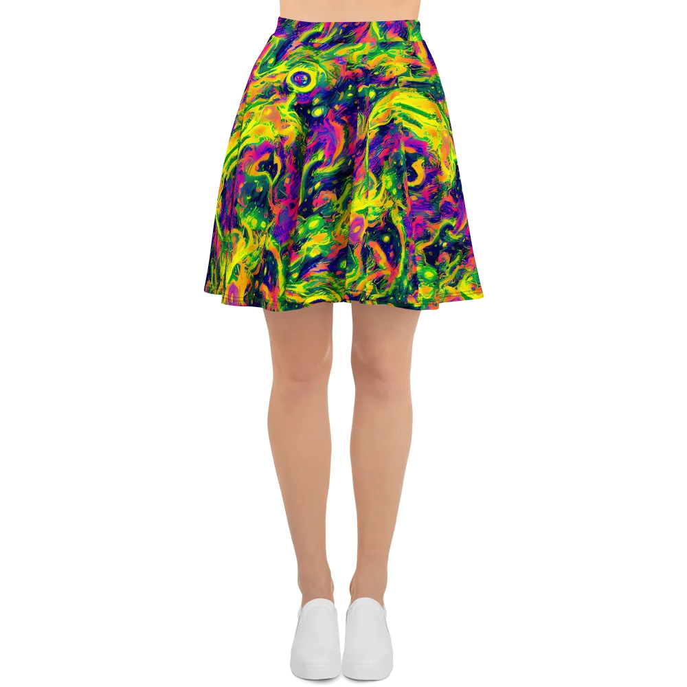 Fluorescent Frenzy on Skater Skirt — Front