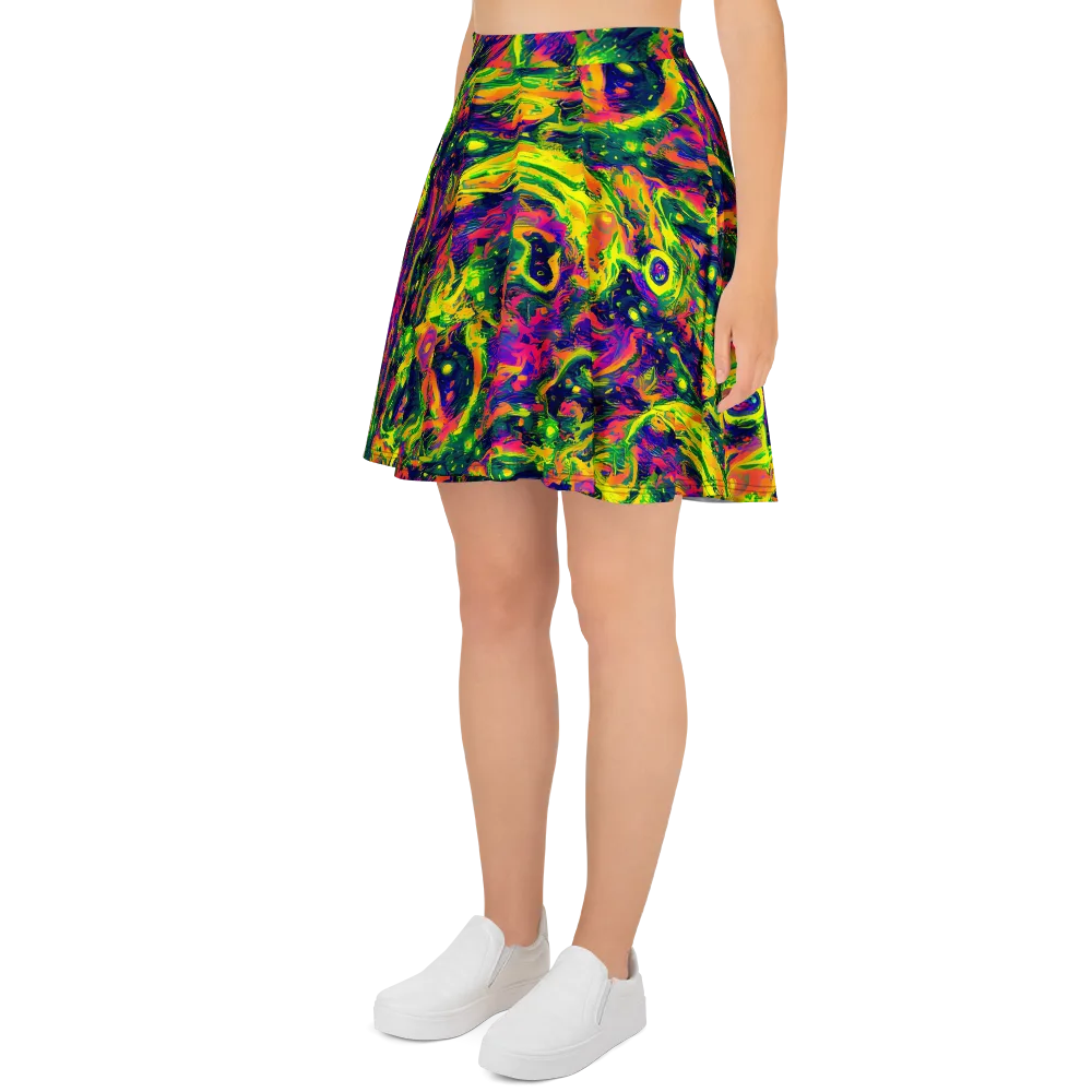 Fluorescent Frenzy on Skater Skirt — Left