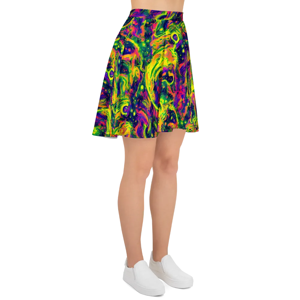 Fluorescent Frenzy on Skater Skirt — Right