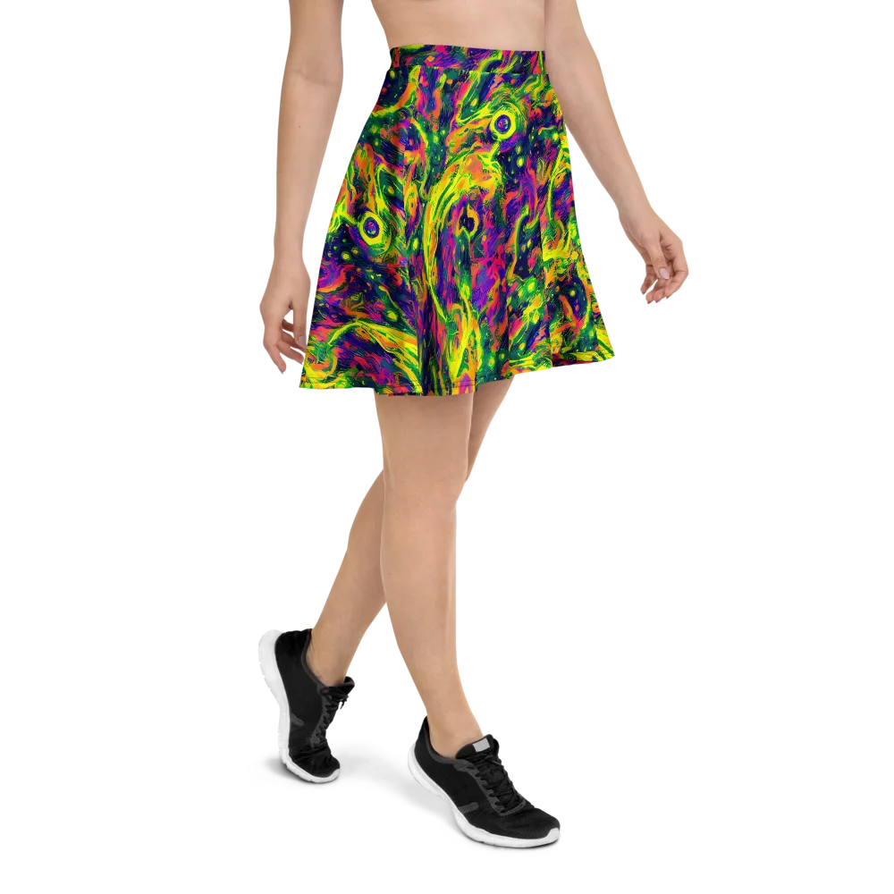 Fluorescent Frenzy on Skater Skirt — Right