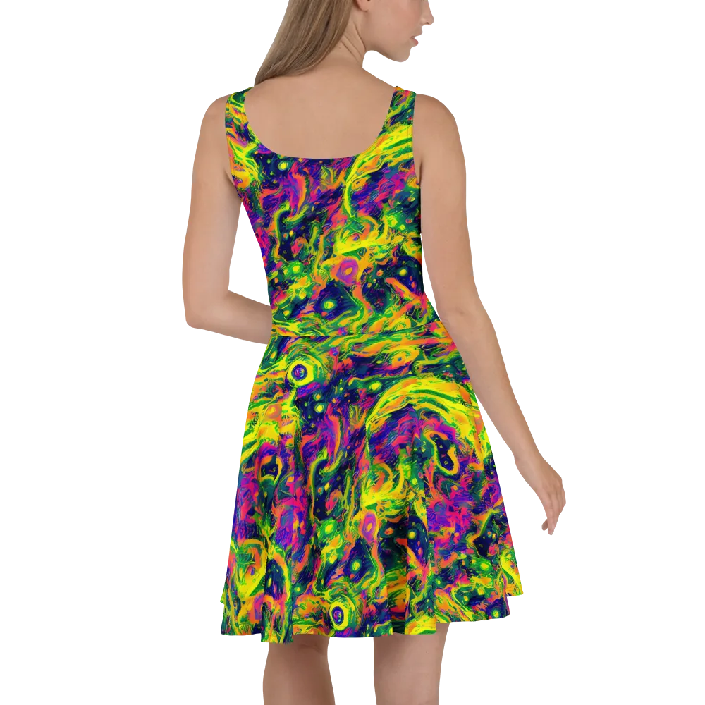 Fluorescent Frenzy on Skater Dress — Back