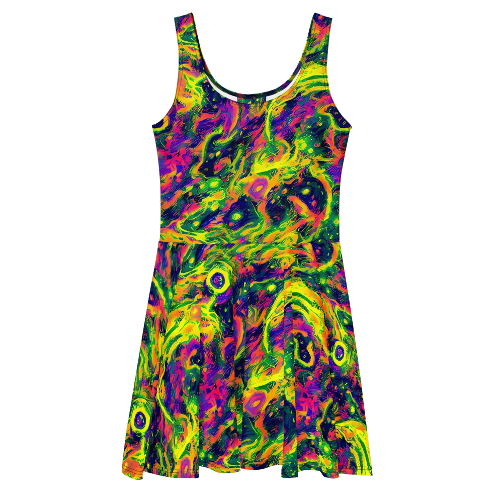 Fluorescent Frenzy on Skater Dress — Front