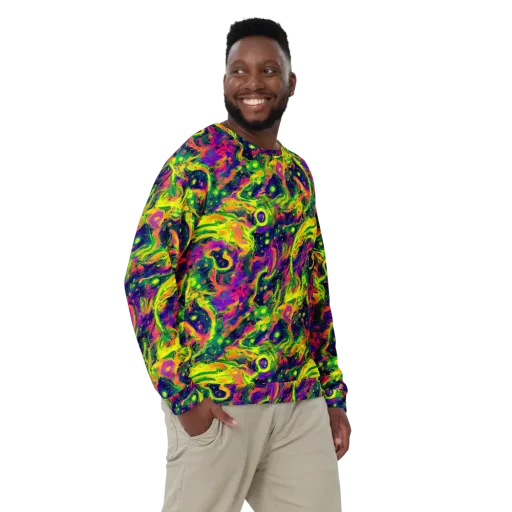 Fluorescent Frenzy on a Sweatshirt