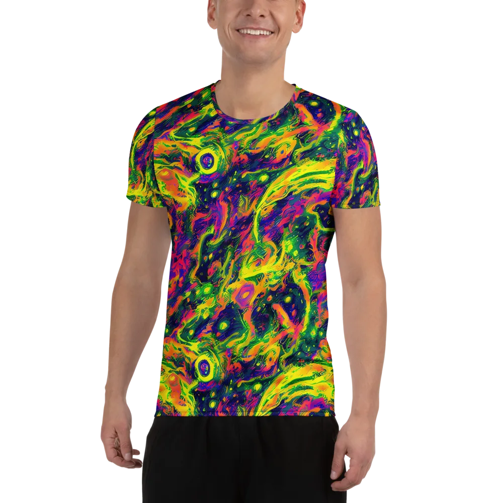 Fluorescent Frenzy on Men's Athletic T-Shirt — Front
