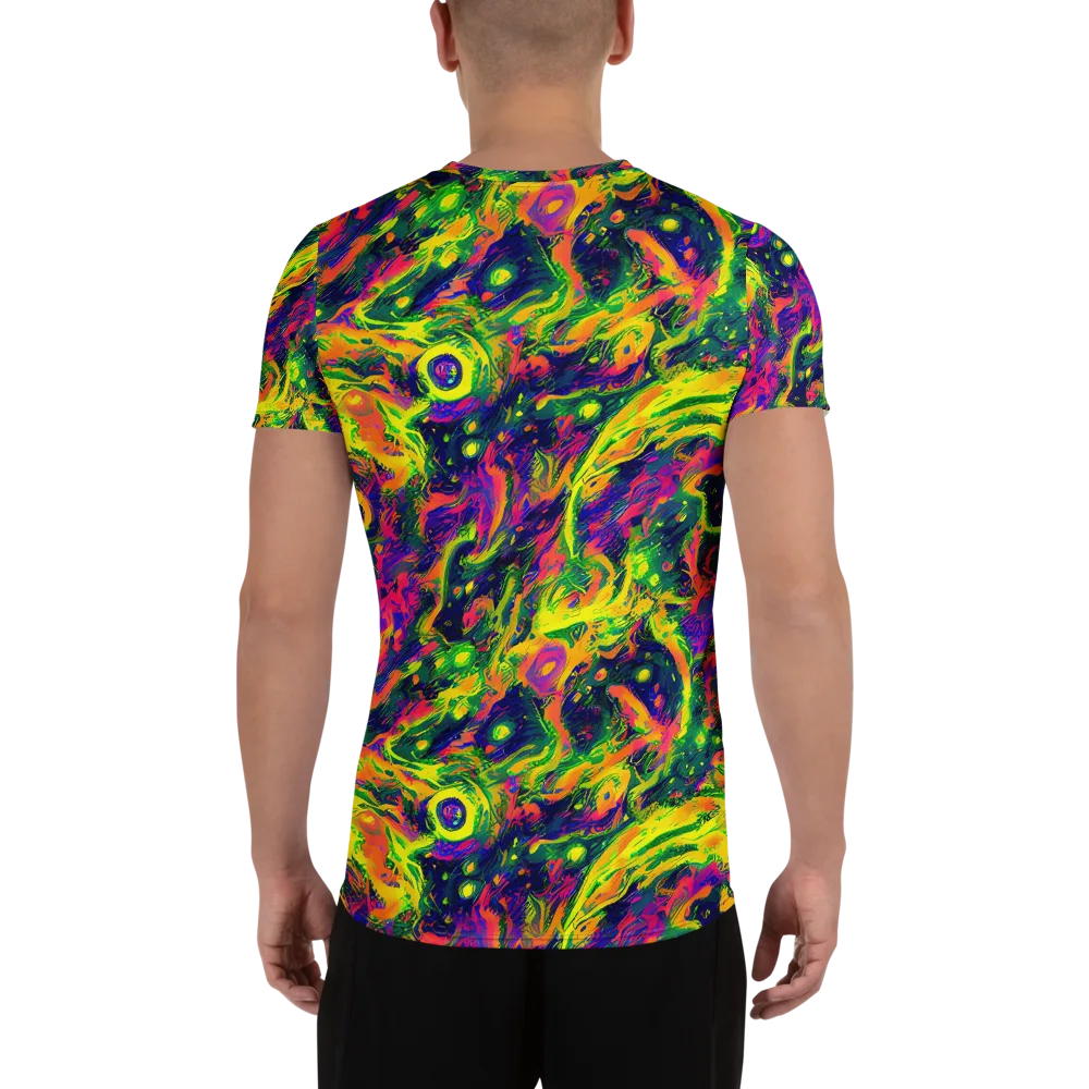 Fluorescent Frenzy on Men's Athletic T-Shirt — Back