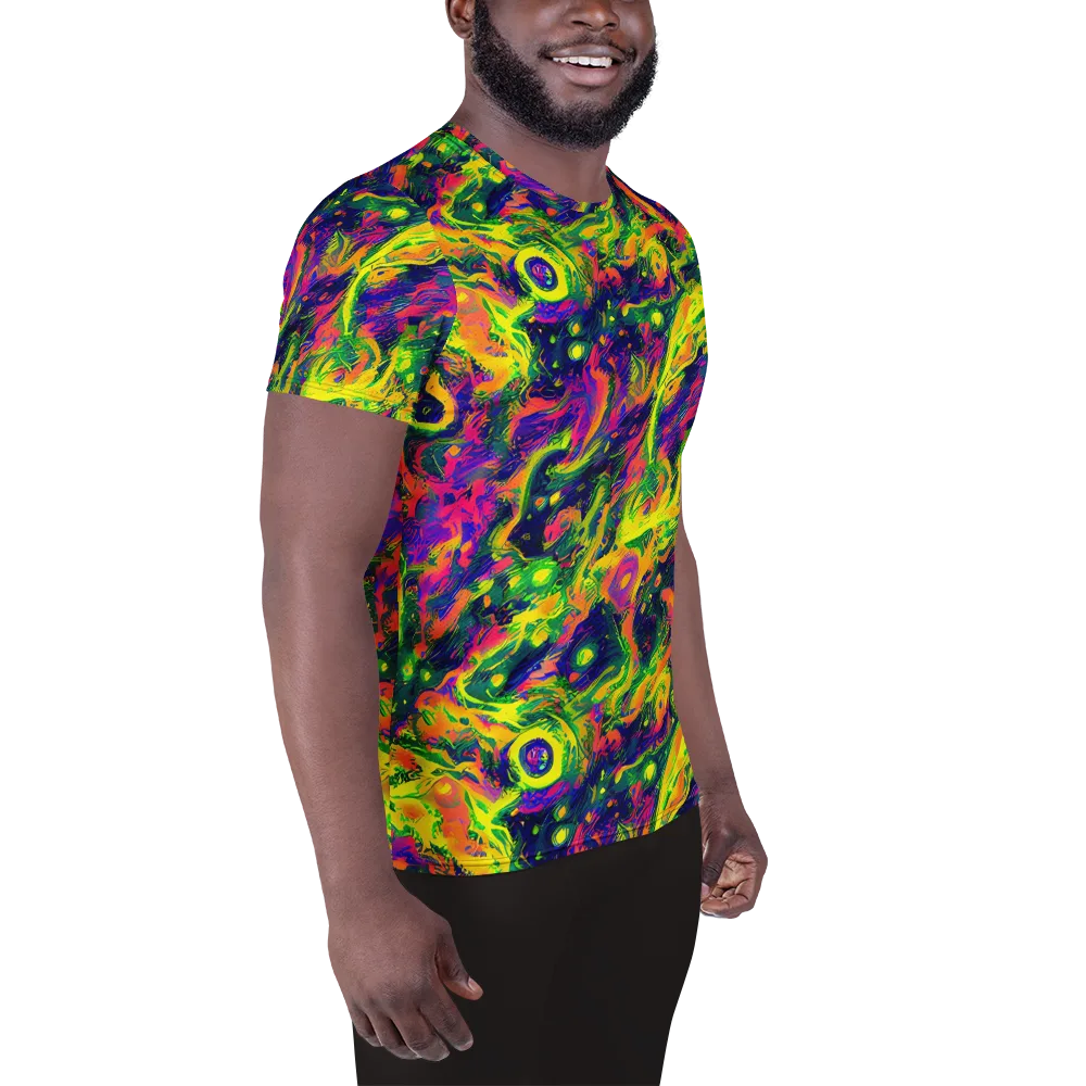 Fluorescent Frenzy on Men's Athletic T-Shirt — Right