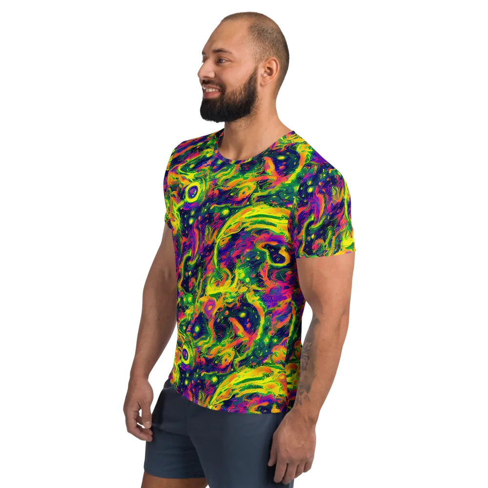 Fluorescent Frenzy on Men's Athletic T-Shirt — Left