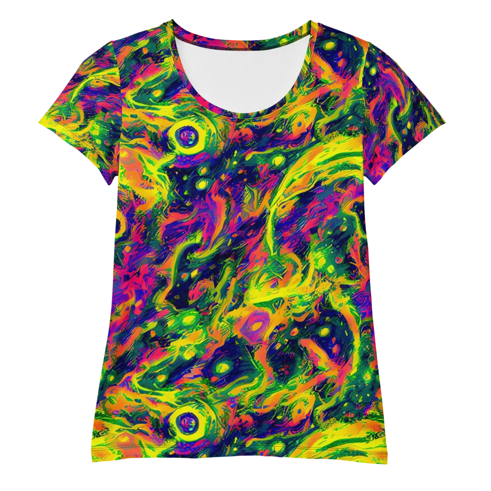 Fluorescent Frenzy on Women's Athletic T-Shirt — Front