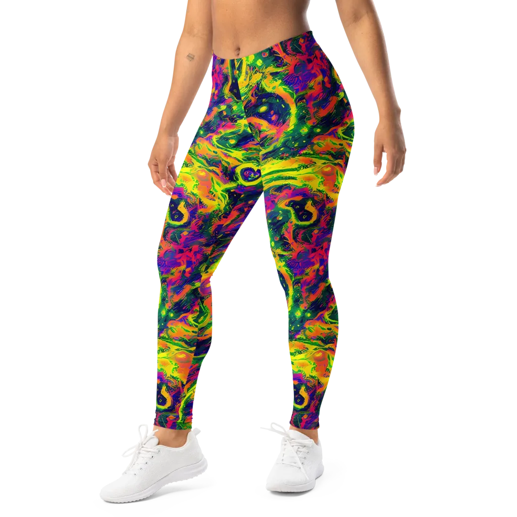 Fluorescent Frenzy on Leggings — Left Front