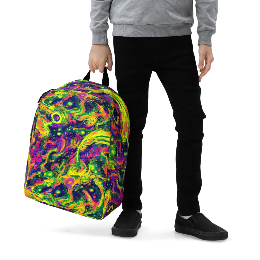 Fluorescent Frenzy on Minimalist Backpack — Zoomed-in