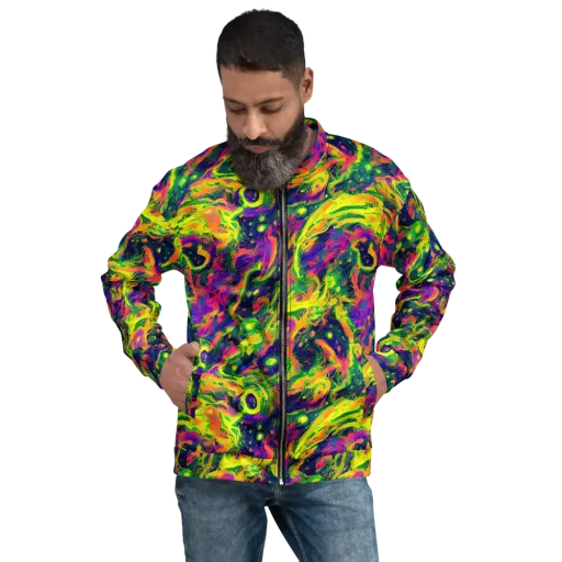Fluorescent Frenzy on a Bomber Jacket