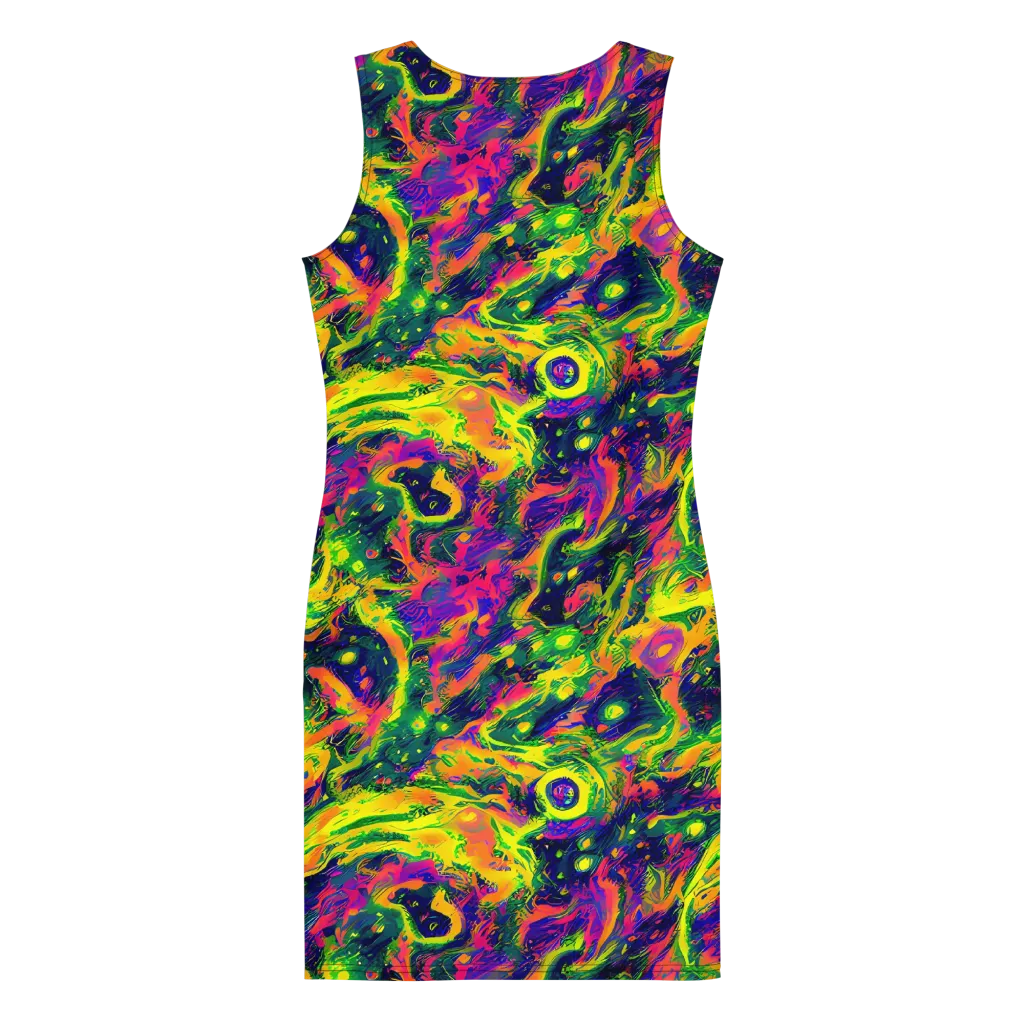 Fluorescent Frenzy on Bodycon Dress — Back