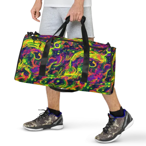 Fluorescent Frenzy on a Duffle Bag