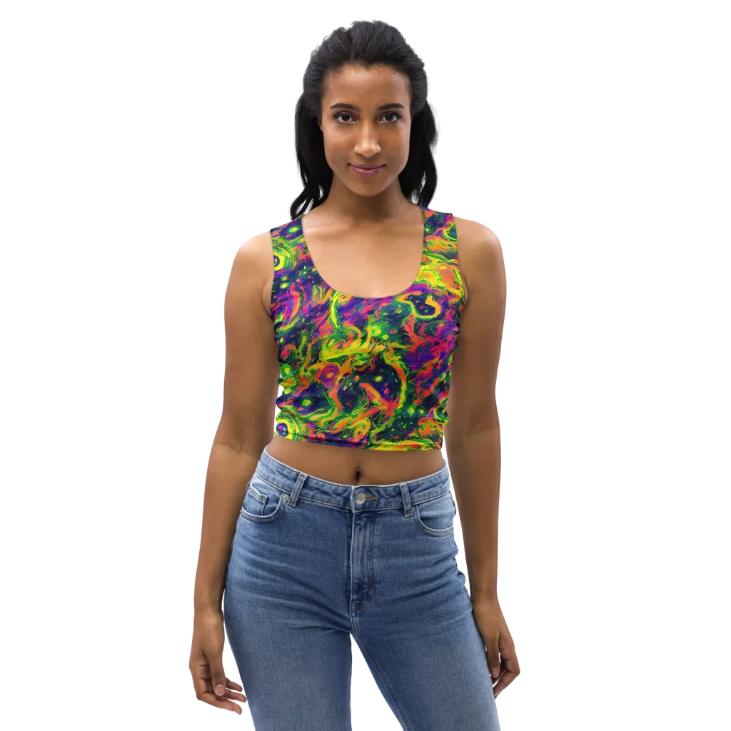Fluorescent Frenzy on Crop Top — Front
