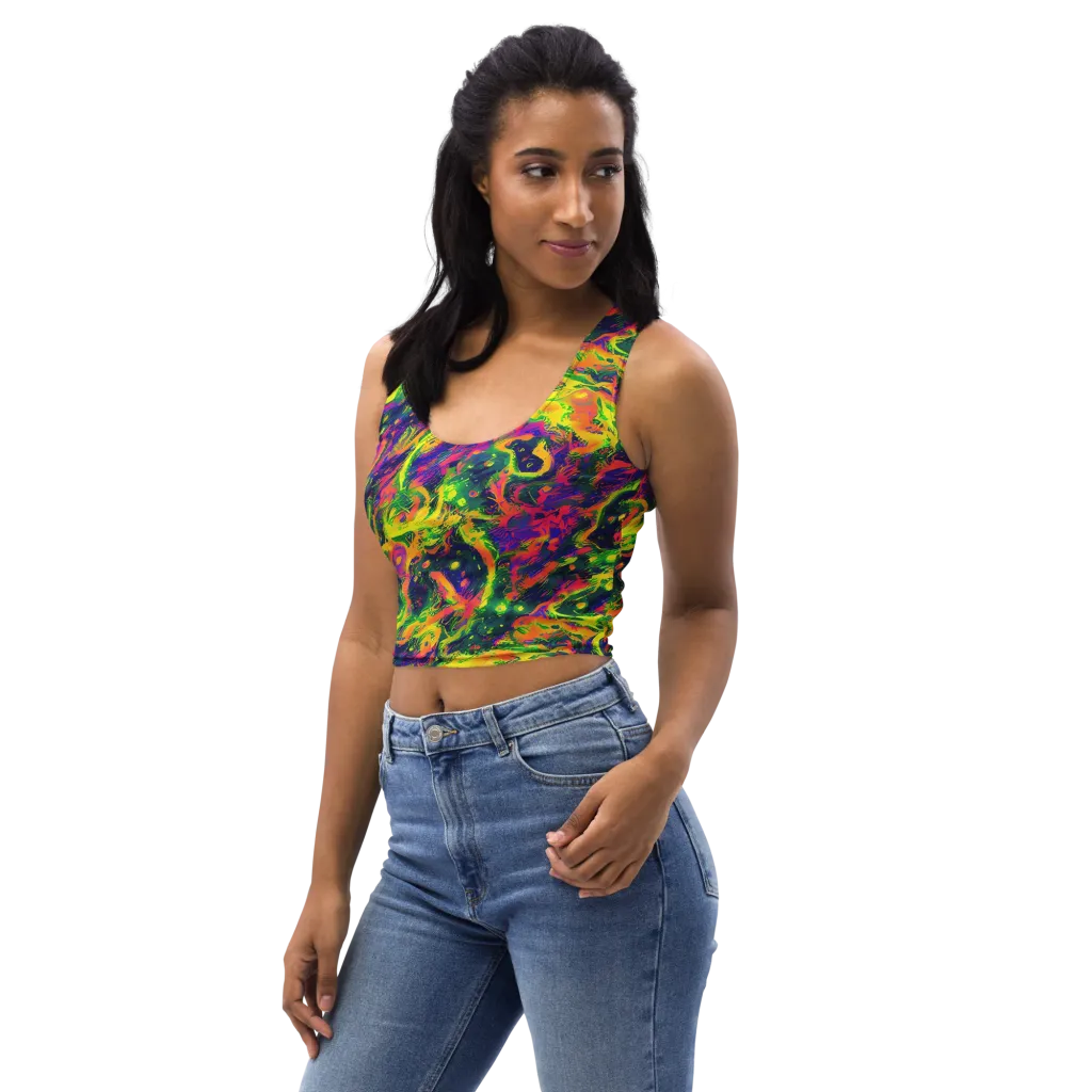 Fluorescent Frenzy on Crop Top — Left Front