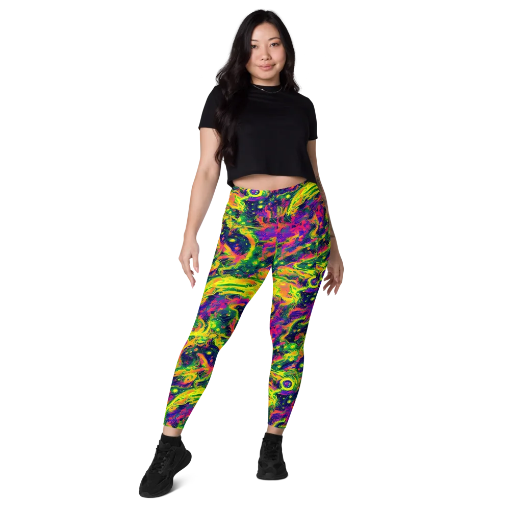 Fluorescent Frenzy on Leggings with Pockets — Front