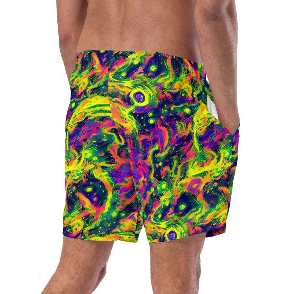Fluorescent Frenzy on Swim Trunks — Right Back
