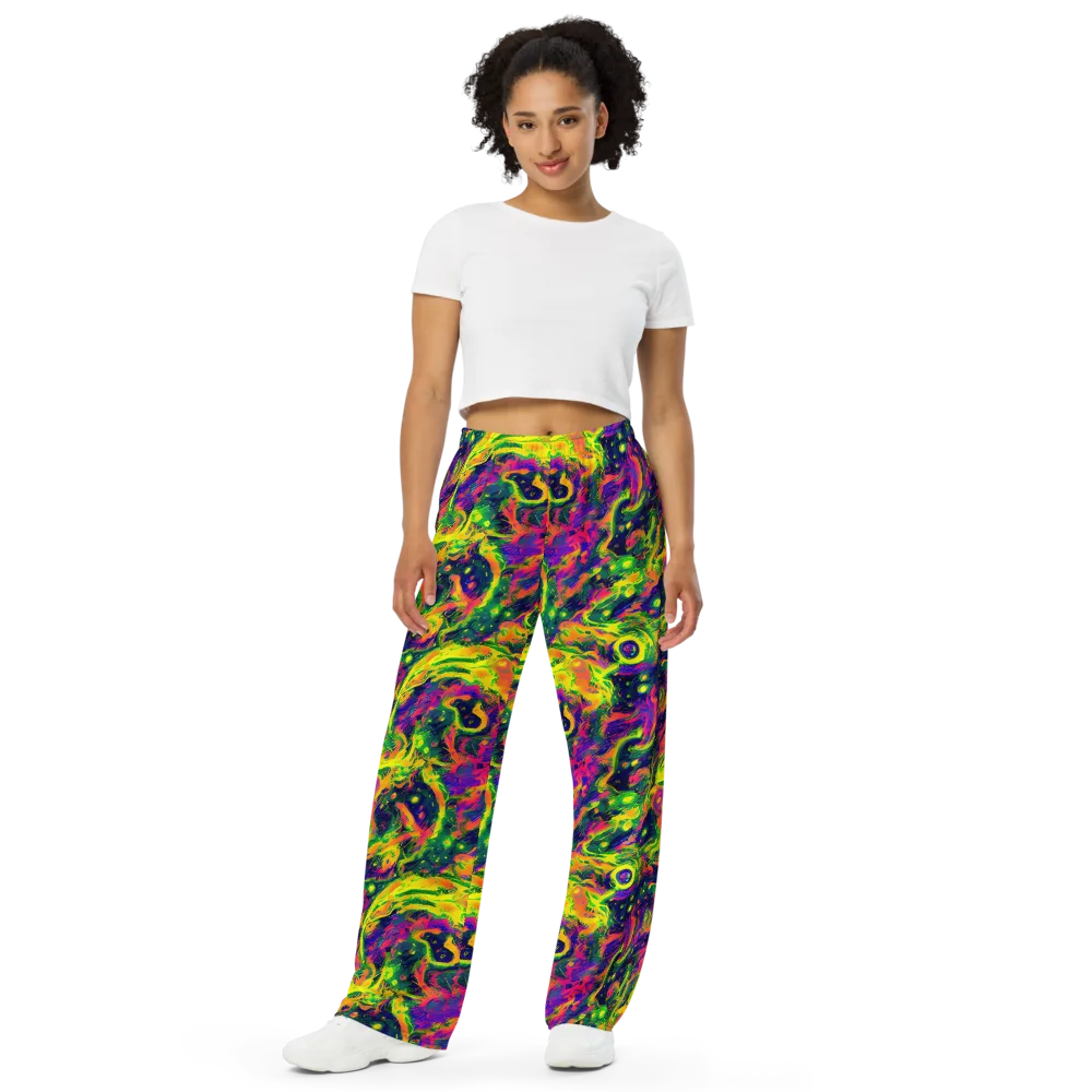 Fluorescent Frenzy on Wide-Leg Pants — Front