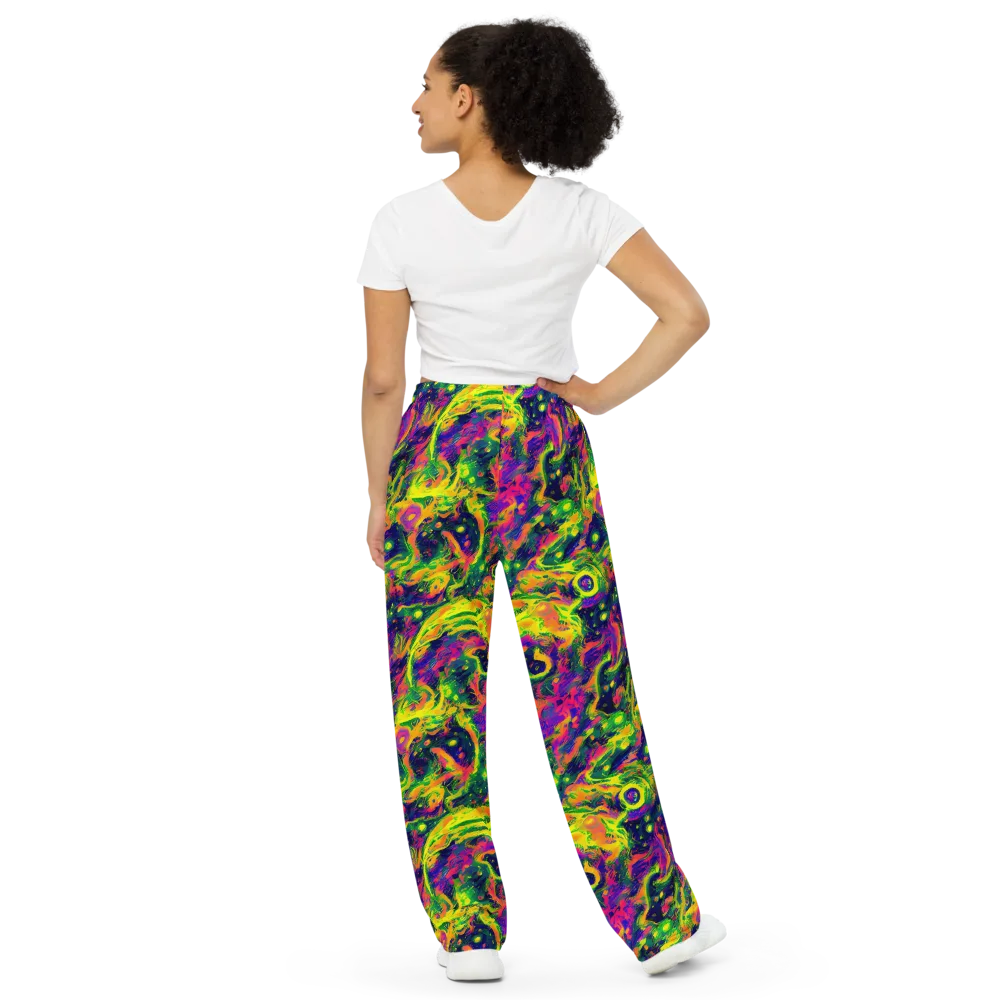 Fluorescent Frenzy on Wide-Leg Pants — Back