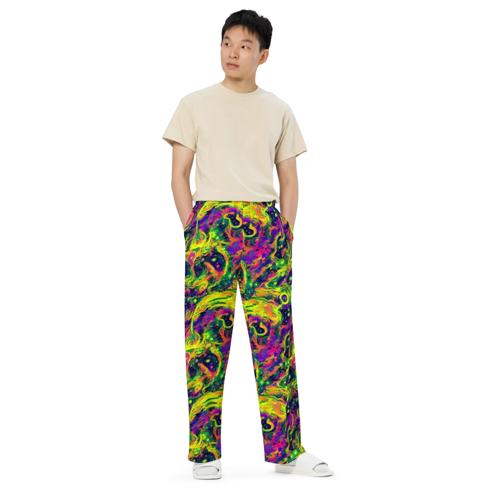 Fluorescent Frenzy on Wide-Leg Pants — Front