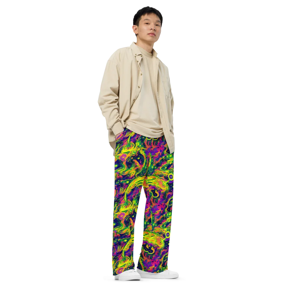 Fluorescent Frenzy on Wide-Leg Pants — Right Front