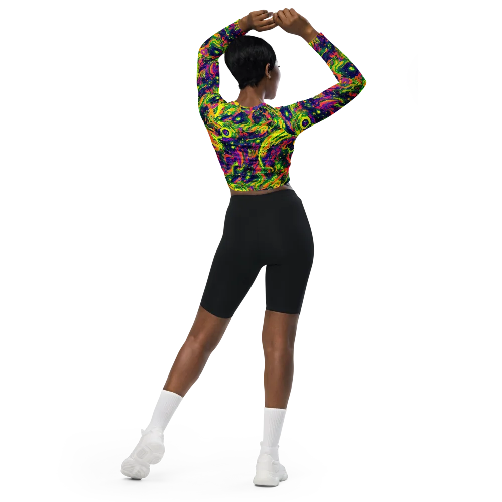 Fluorescent Frenzy on Long Sleeve Crop Top — Back