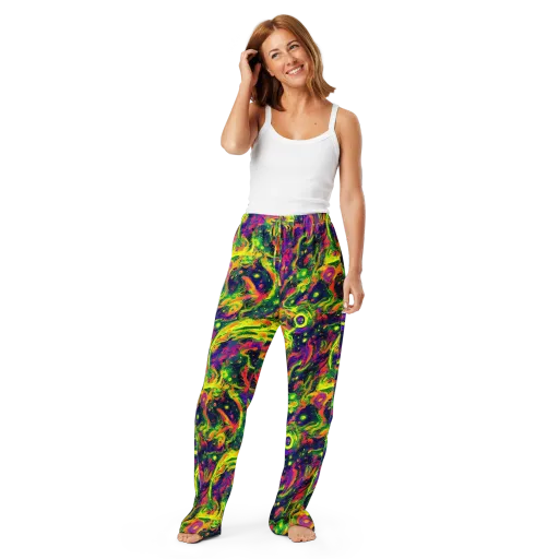 Fluorescent Frenzy on a Women's Pajama Pants