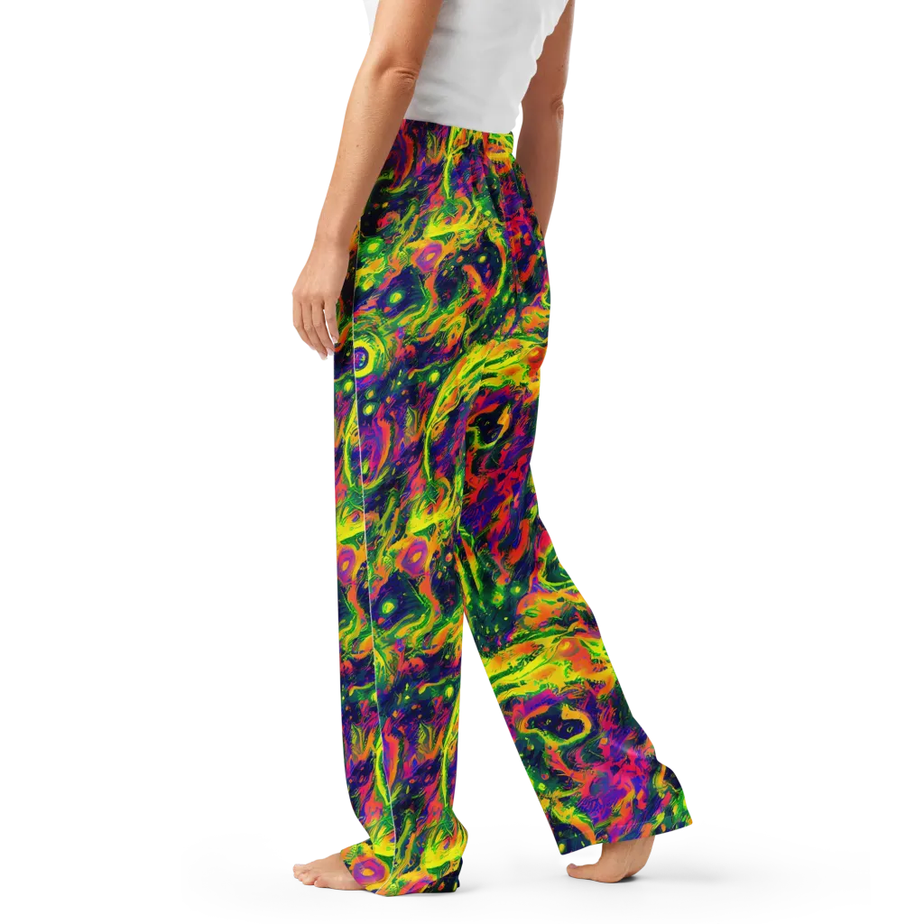 Fluorescent Frenzy on Women's Pajama Pants — Left