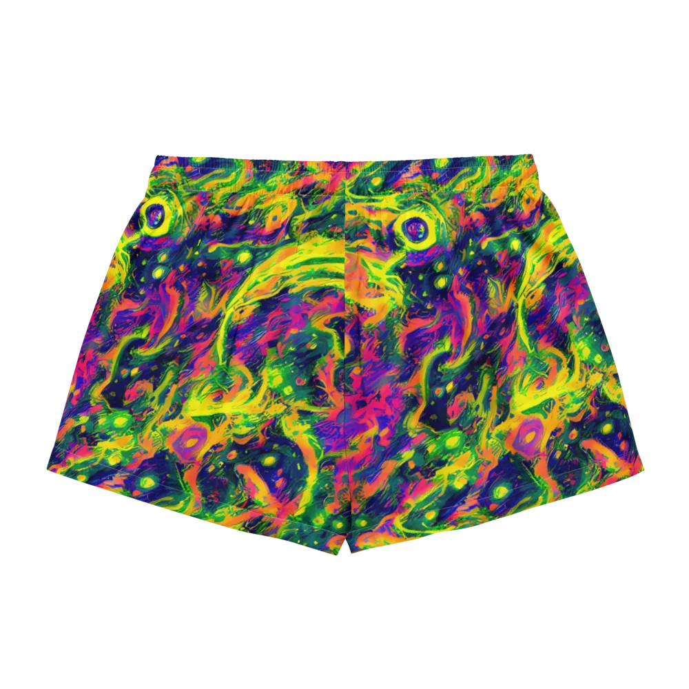 Fluorescent Frenzy on Women's Pajama Shorts — Back