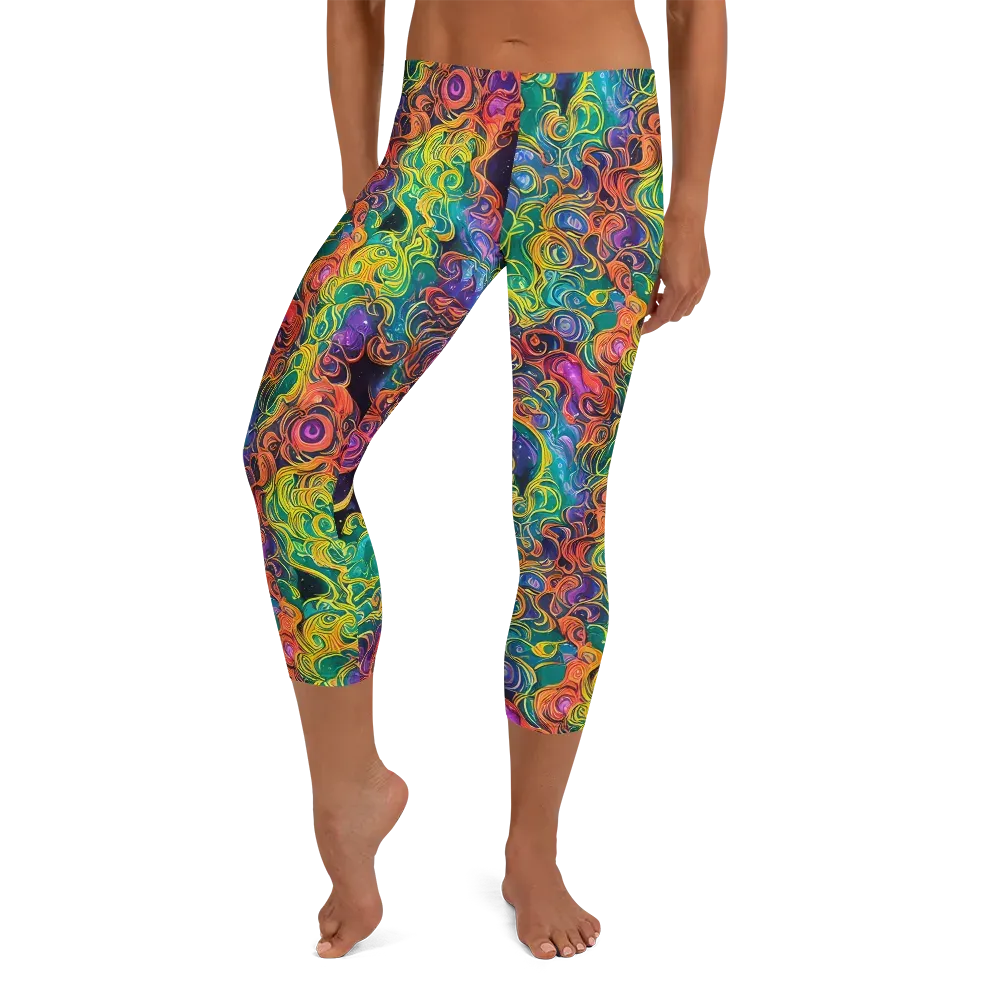 Cosmic Swirl on Capri Leggings — Front