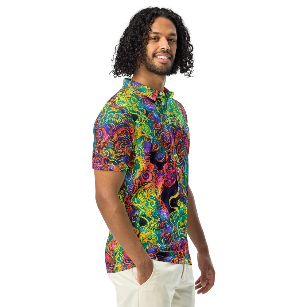 Cosmic Swirl on Men's Slim Fit Polo Shirt — Right Front