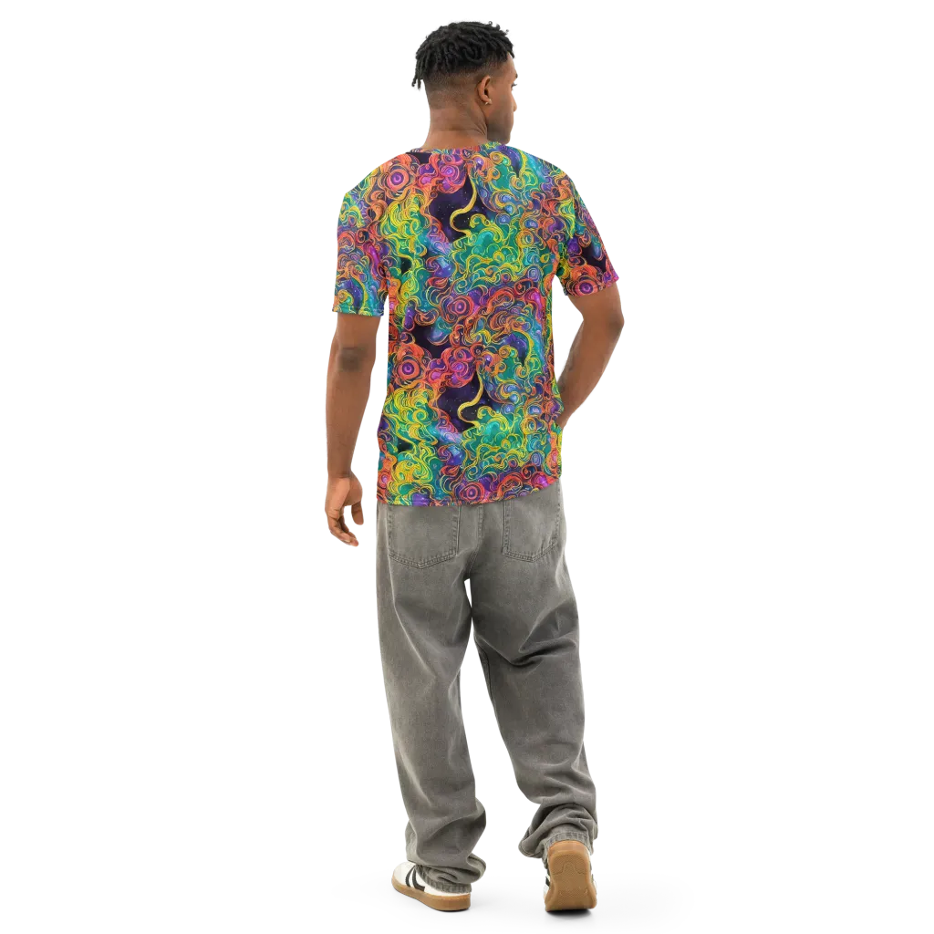 Cosmic Swirl on Men's Cotton Crew Neck T-Shirt — Back