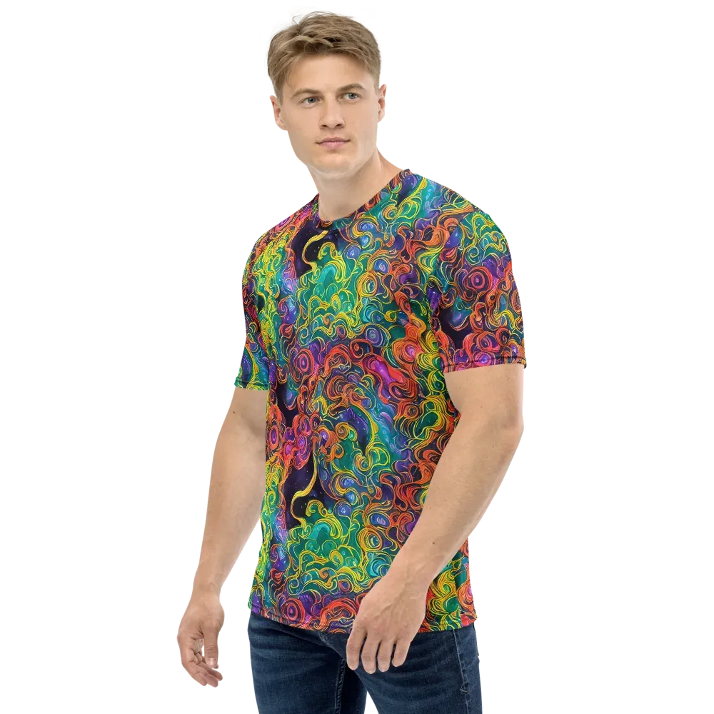 Cosmic Swirl on Men's Crew Neck T-Shirt — Left