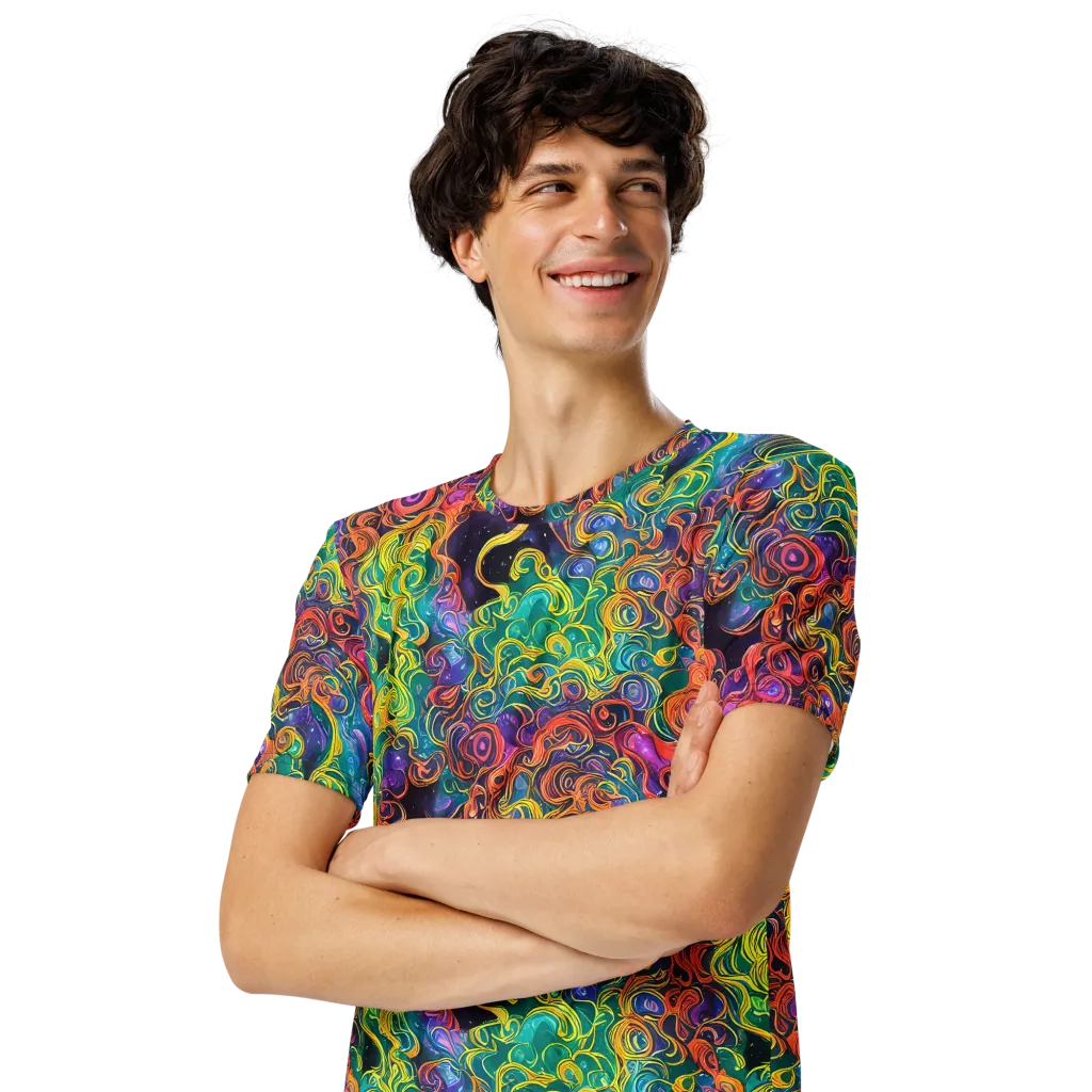 Cosmic Swirl on Men's Crew Neck T-Shirt — Left Front