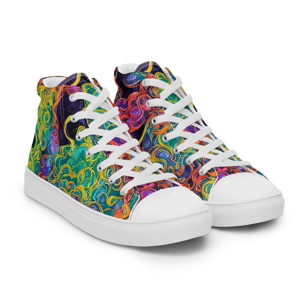 Cosmic Swirl on Men's High Top Canvas Shoes — Right Front