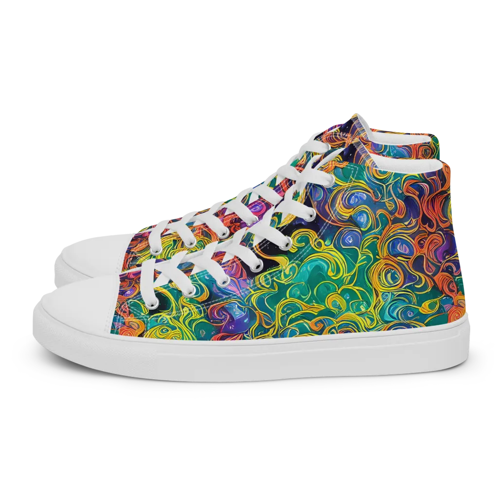 Cosmic Swirl on Men's High Top Canvas Shoes — Left