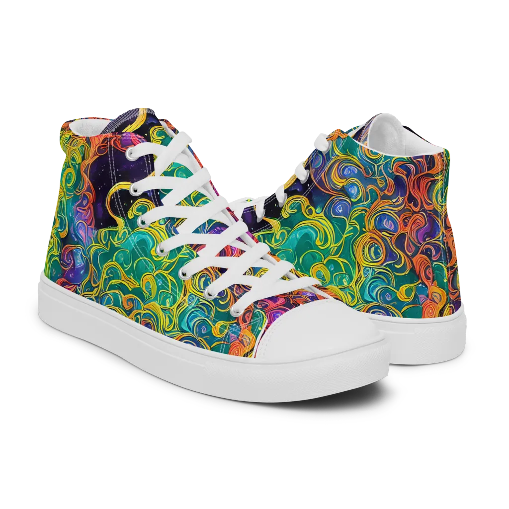 Cosmic Swirl on Men's High Top Canvas Shoes — Right