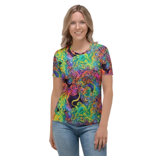 Cosmic Swirl on a Women's Crew Neck T-Shirt
