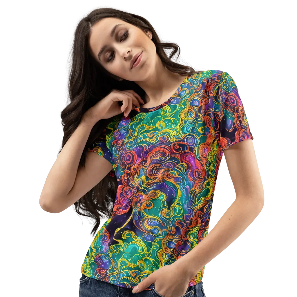 Cosmic Swirl on Women's Crew Neck T-Shirt — Left Front