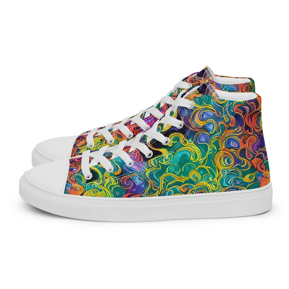 Cosmic Swirl on Women's High Top Canvas Shoes — Left