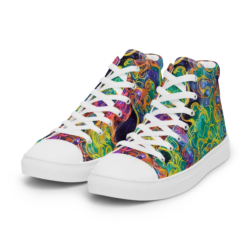 Cosmic Swirl on Women's High Top Canvas Shoes — Left Front