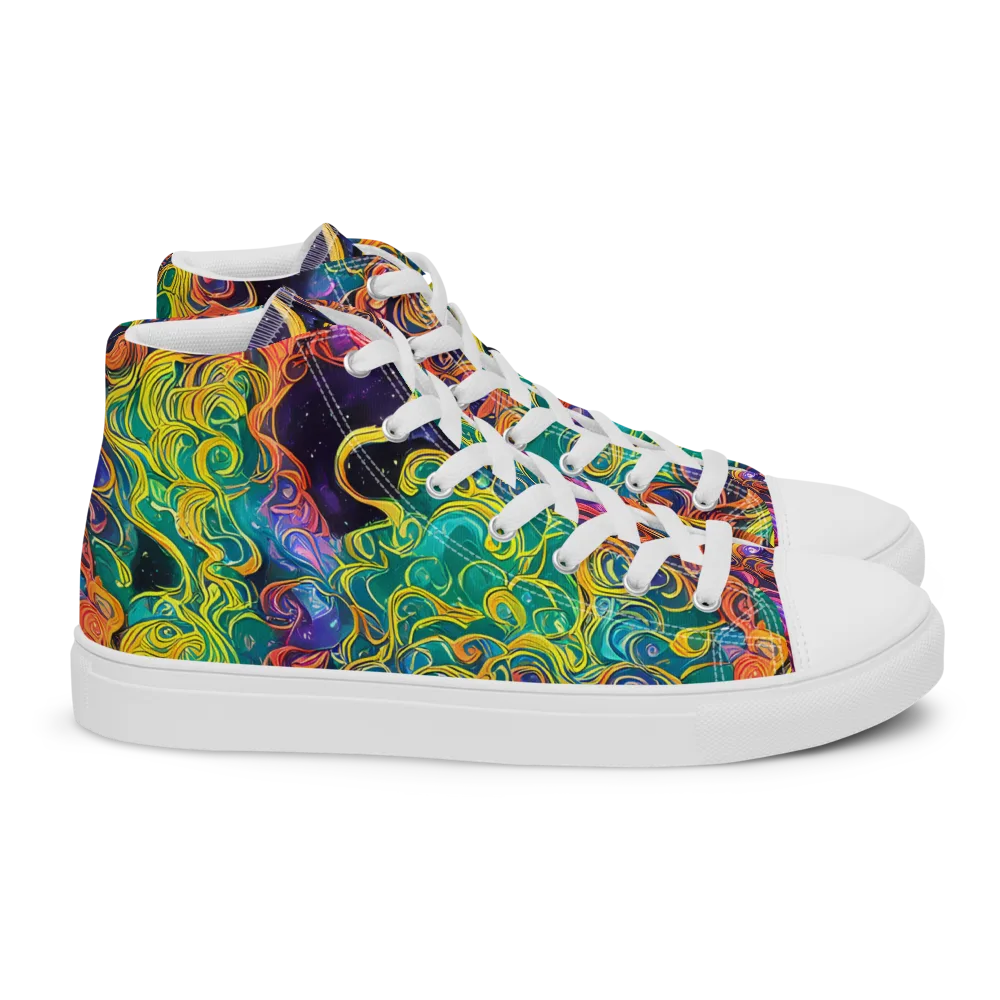 Cosmic Swirl on Women's High Top Canvas Shoes — Right