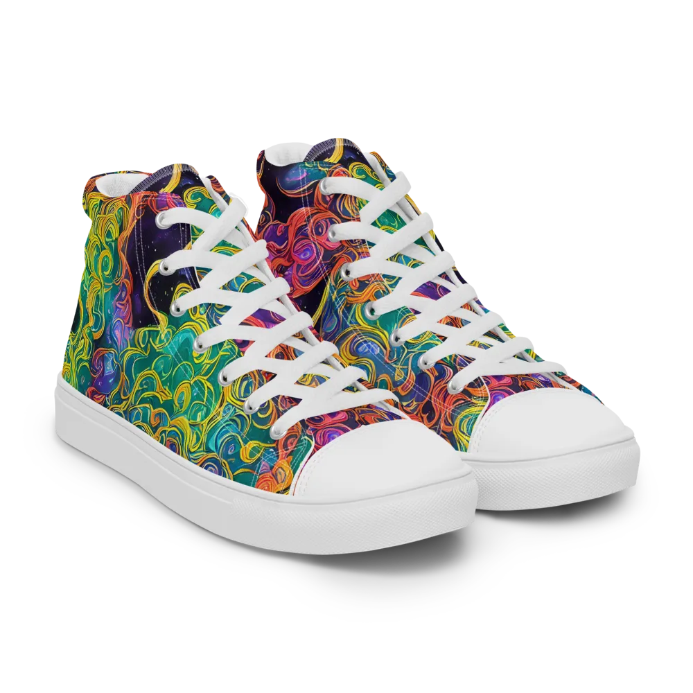 Cosmic Swirl on Women's High Top Canvas Shoes — Right Front